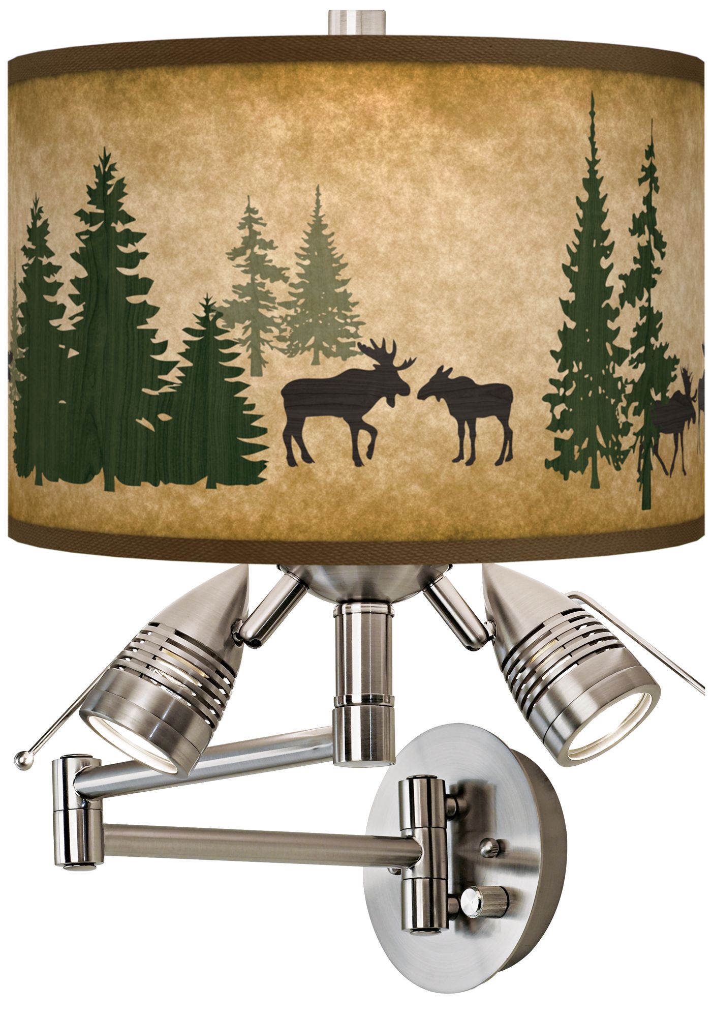 Moose Lodge Giclee Plug-In Swing Arm Wall Lamp