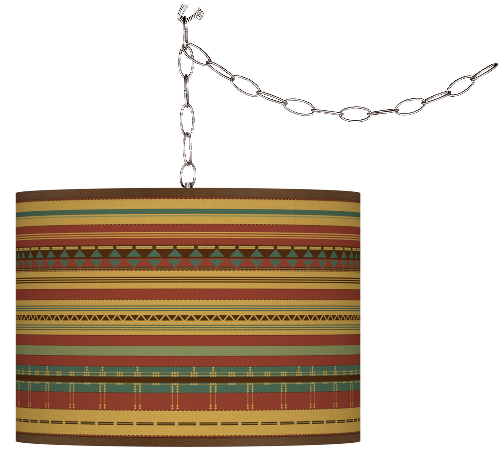 Swag Style Southwest Desert Giclee Shade Plug-In Chandelier