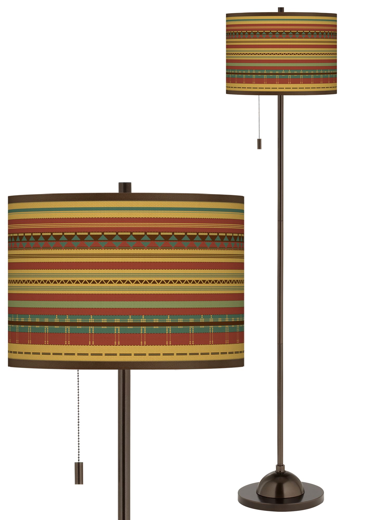 Southwest Desert Giclee Glow Bronze Club Floor Lamp