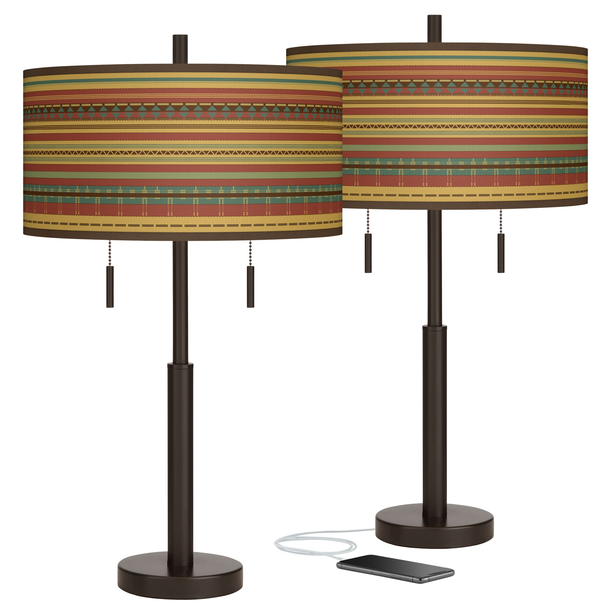 Southwest Desert Robbie Bronze USB Table Lamps Set of 2