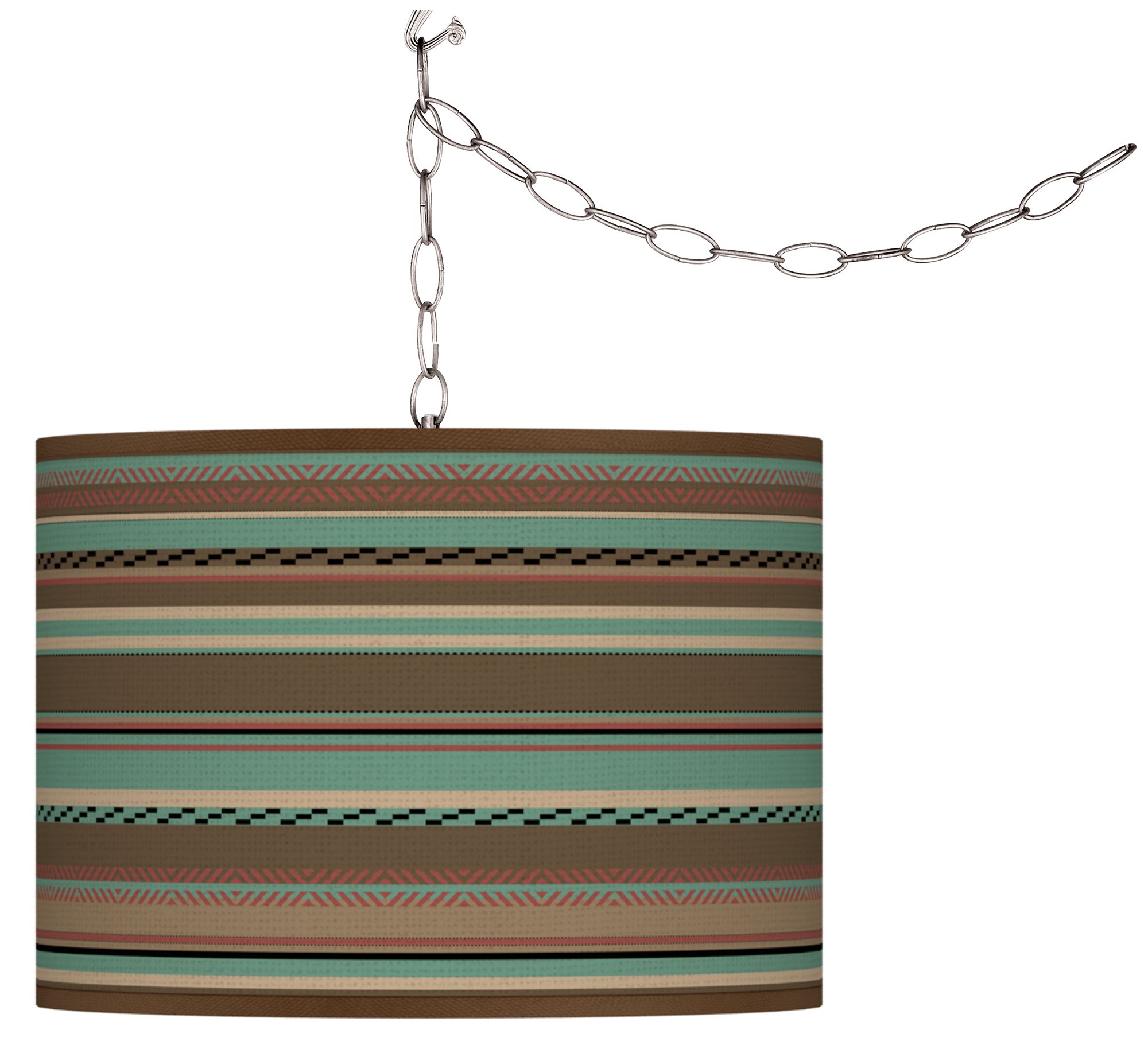 Swag Style Southwest Shore Giclee Shade Plug-In Chandelier