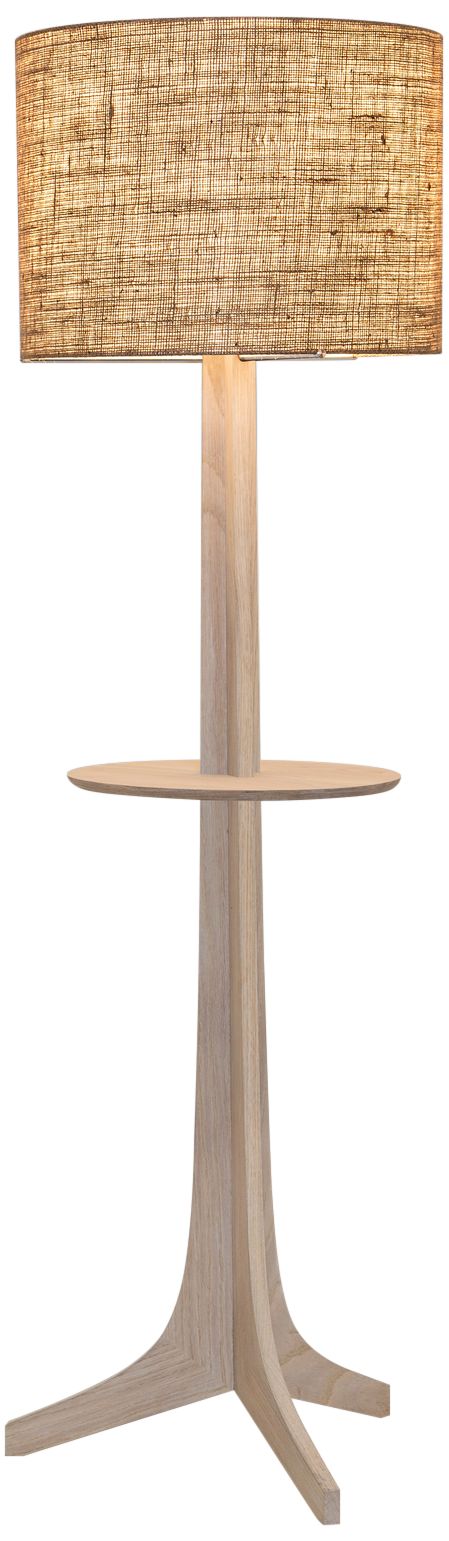 Nauta White Oak Aluminum LED Tray Floor Lamp w/ Burlap Shade