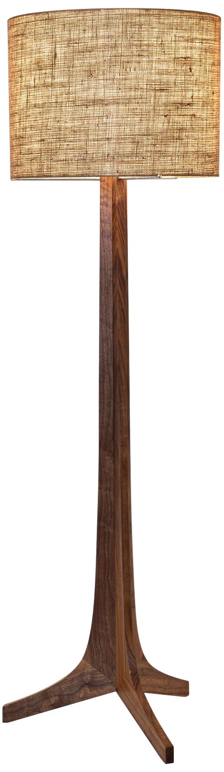 Cerno Nauta Walnut Aluminum LED Floor Lamp with Burlap Shade