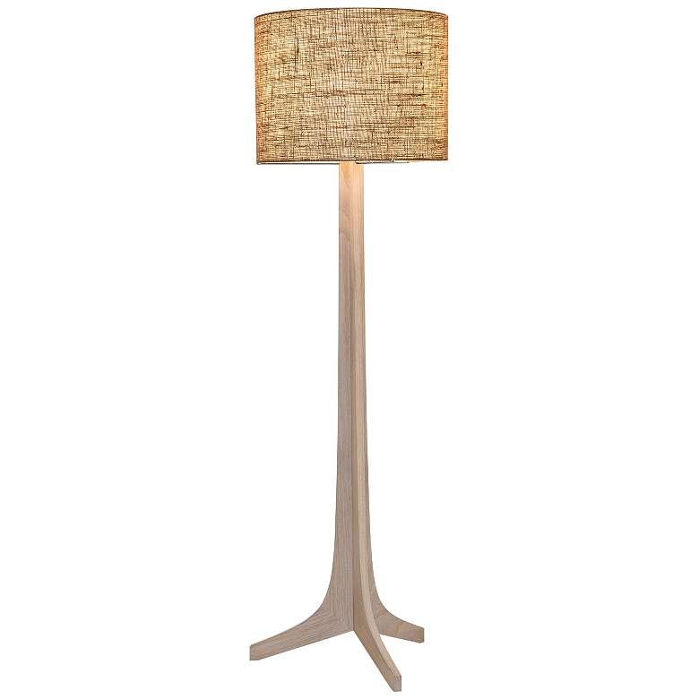 Image 1 Cerno Nauta White Oak Brass LED Floor Lamp with Burlap Shade
