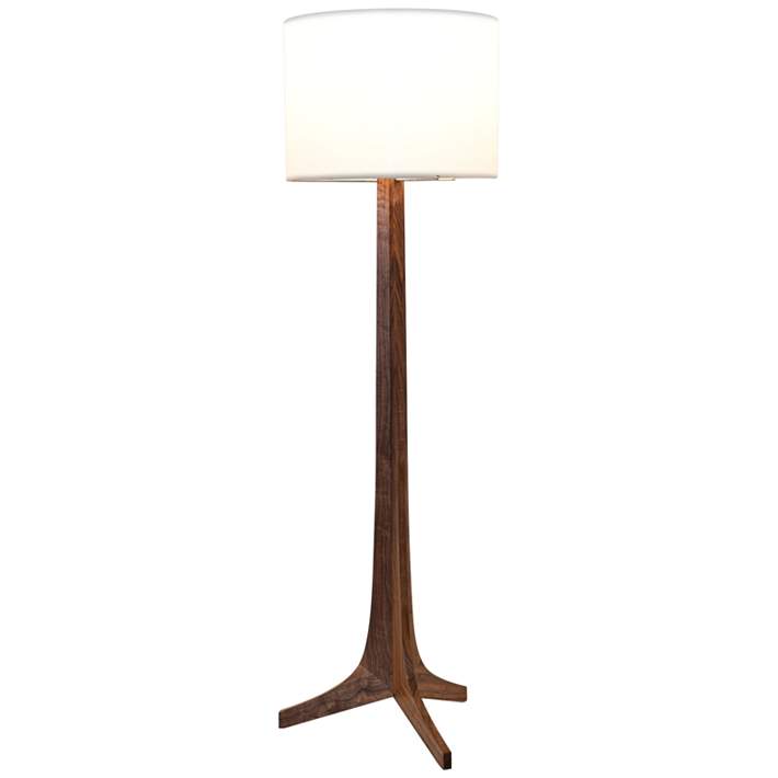 Cerno Nauta Walnut And Brass Led Floor, Floor Lamp With White Shade