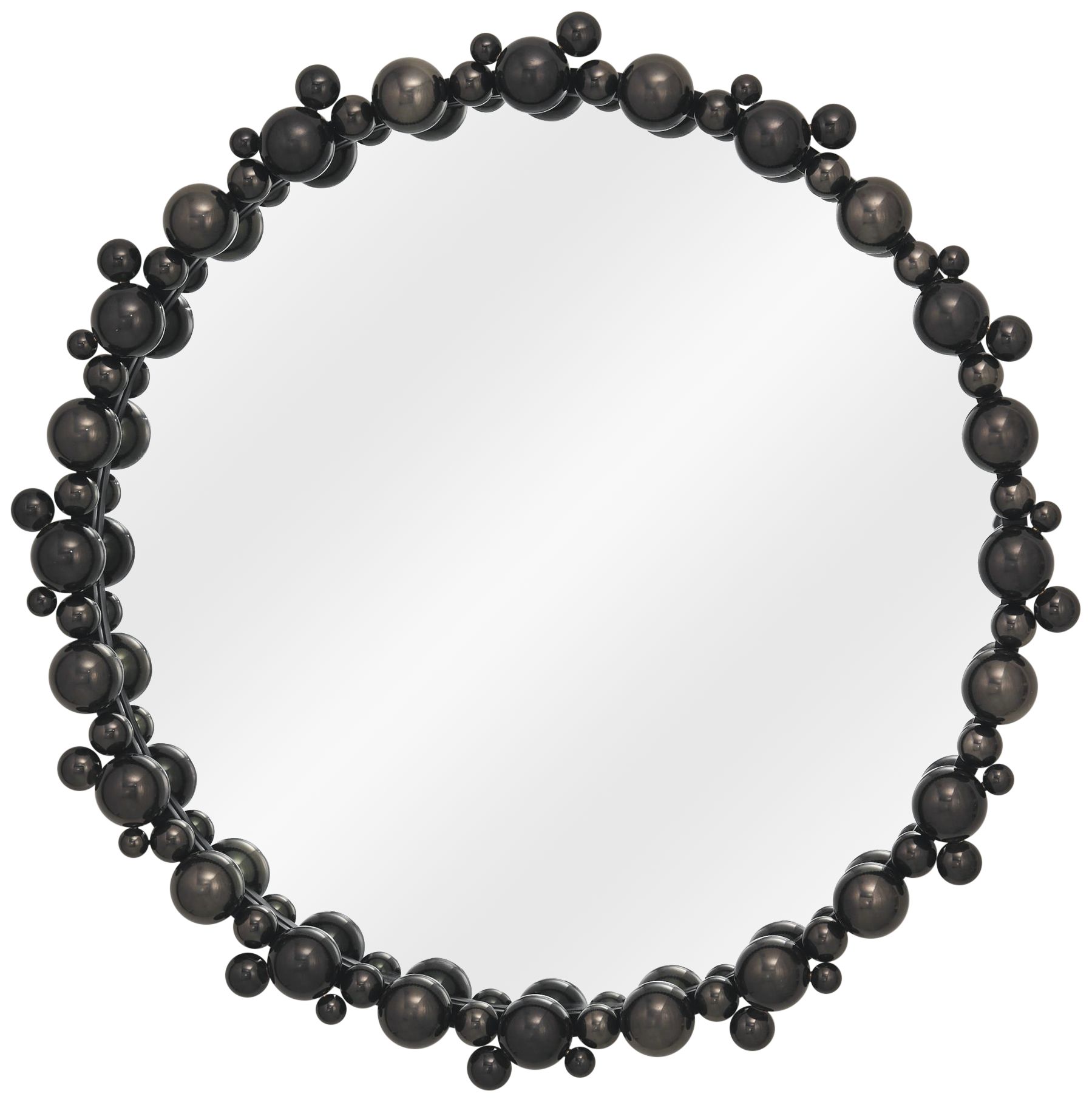 Bubble Black Chrome 32 1/2" Round Wall Mirror
