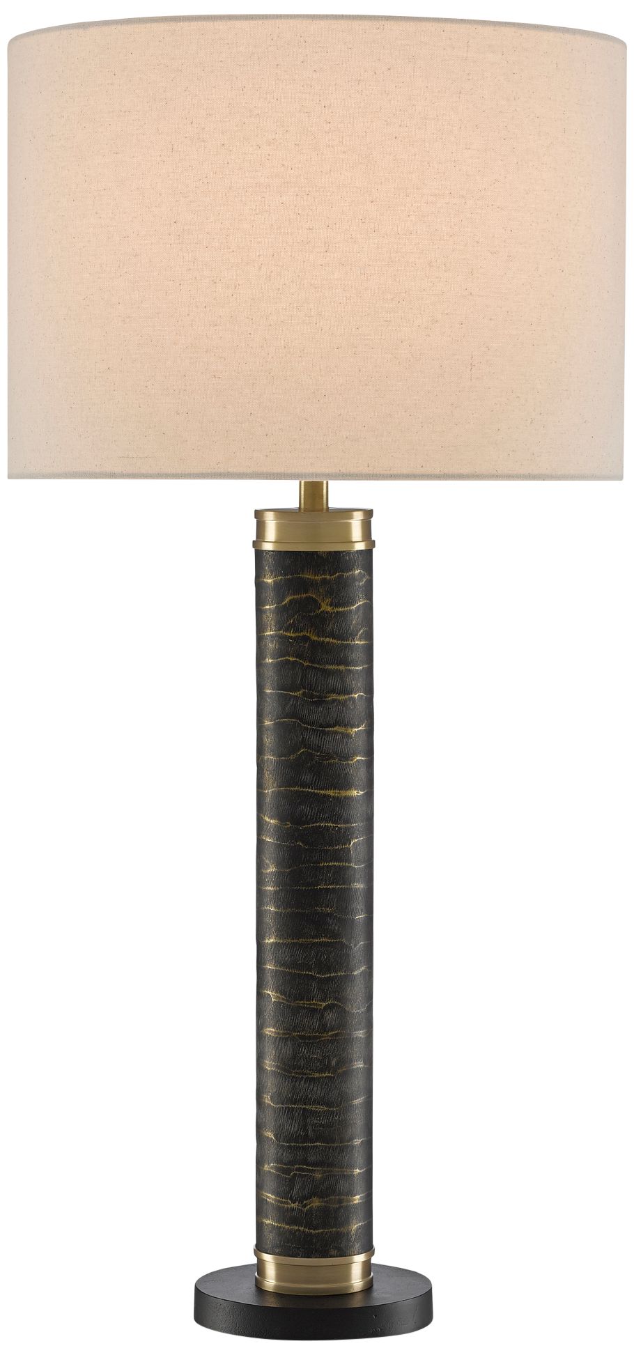 Bokeh Gray Antique and Matte Brass Column Table Lamp