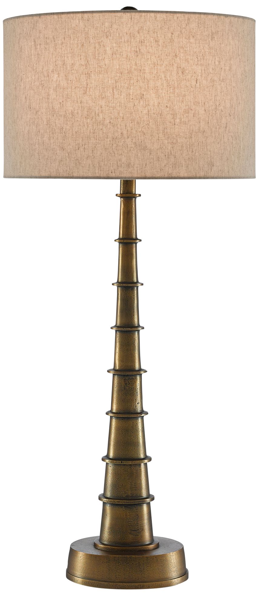 Currey and Company Auger Large Antique Brass Table Lamp