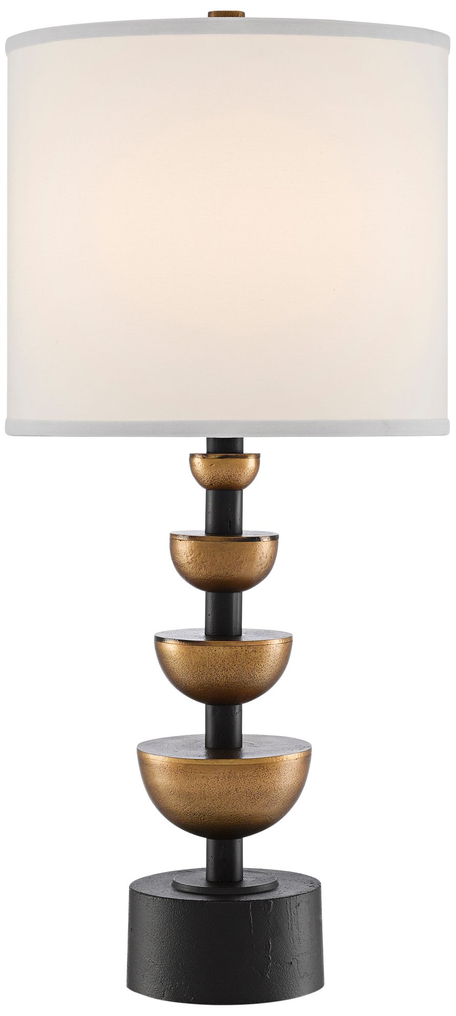 Chastain Antique Brass and Black Metal Stem Table Lamp