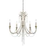 Arcadia 23 1/2&quot;W Antique Silver Crystal 5-Light Chandelier