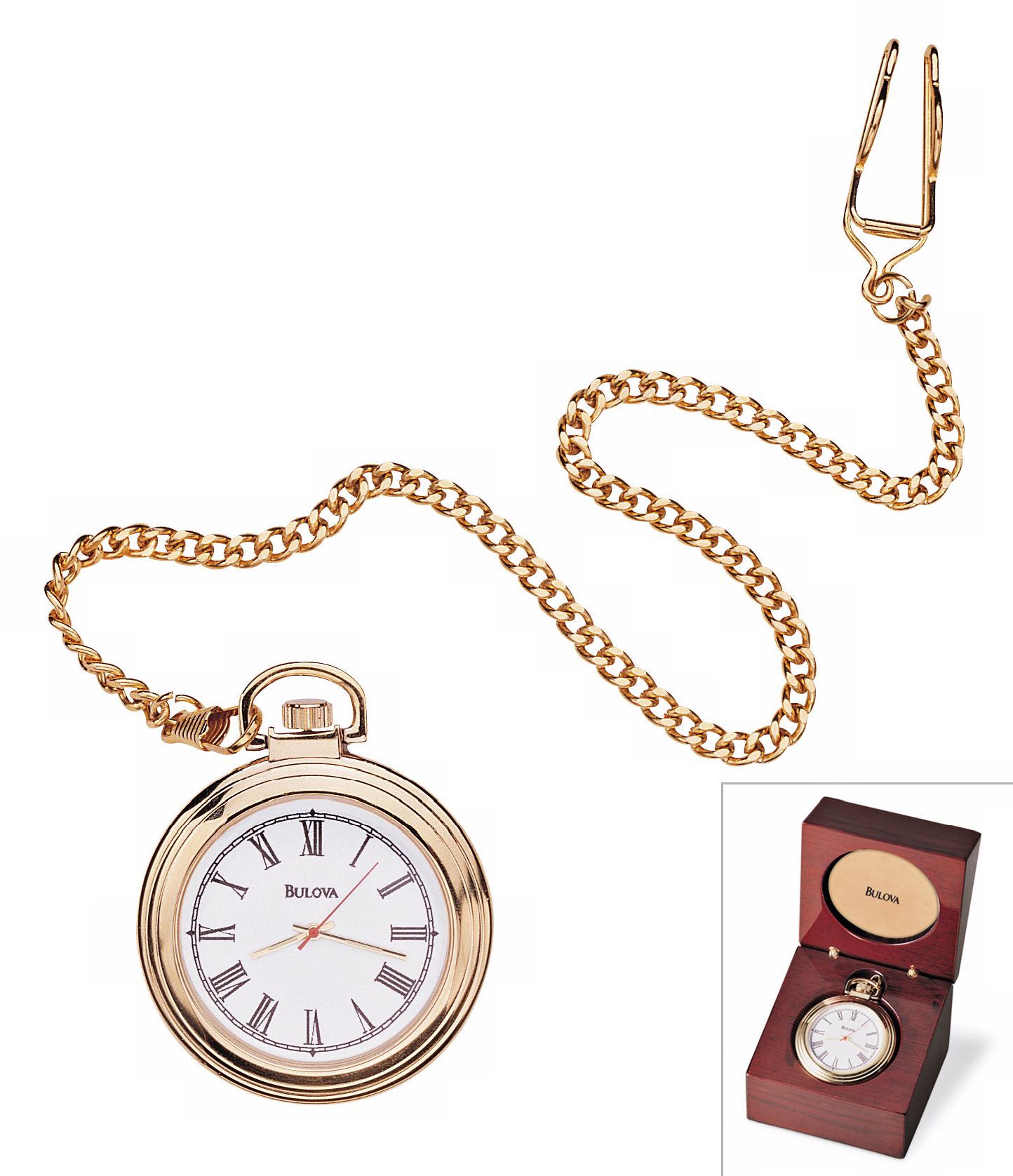 Bulova Ashton Executive Pocket Clock and Wood Case