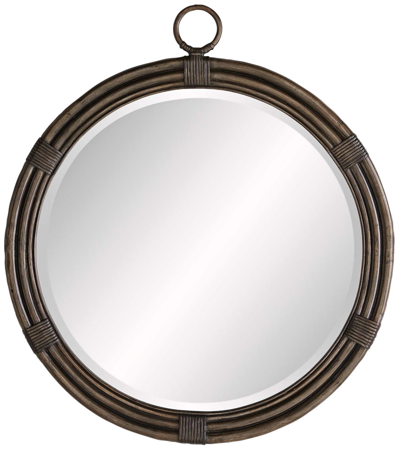 Whitlock Gray Wash 29 1/2" x 34" Round Wall Mirror