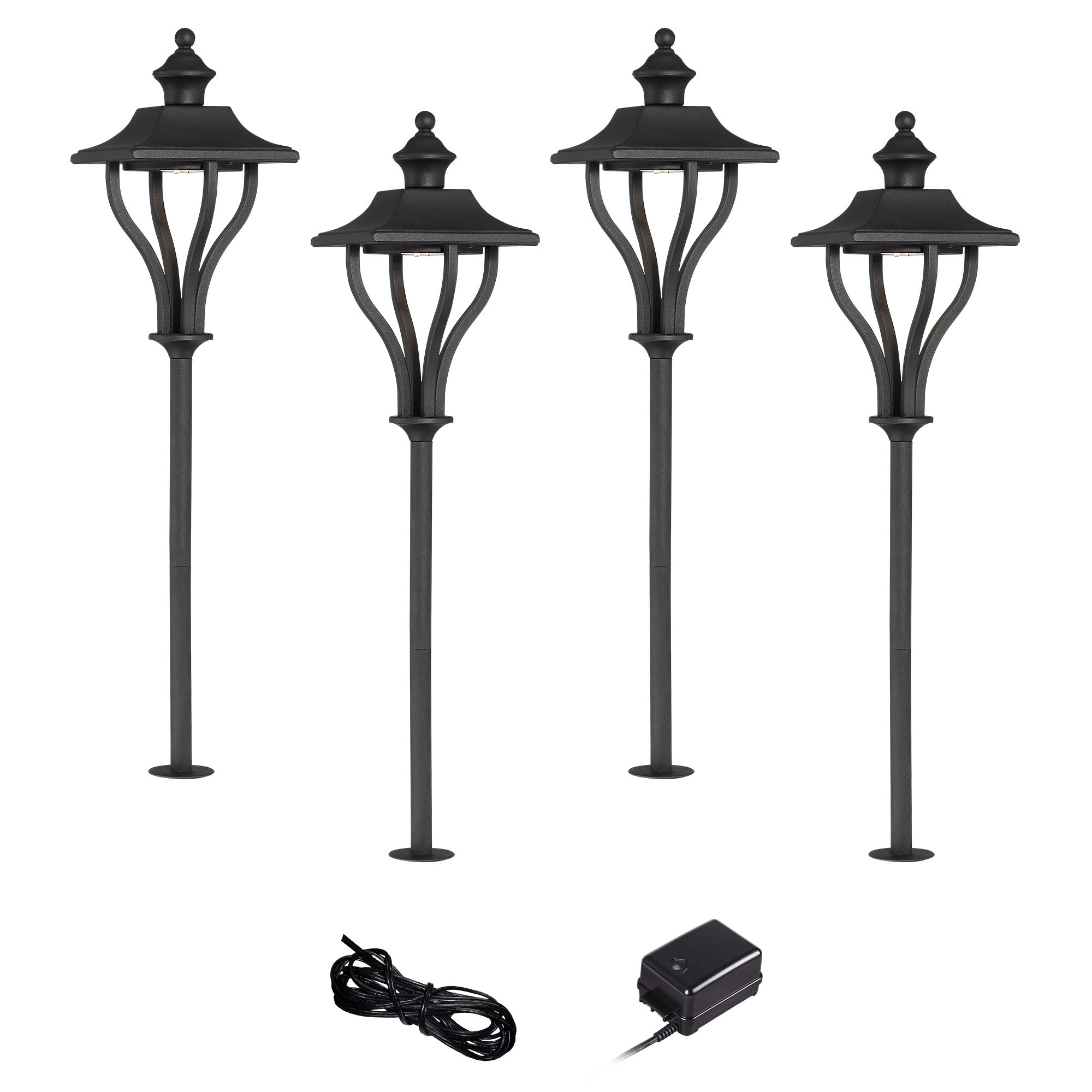 Union Textured Black 6-Piece LED Landscape Path Light Set