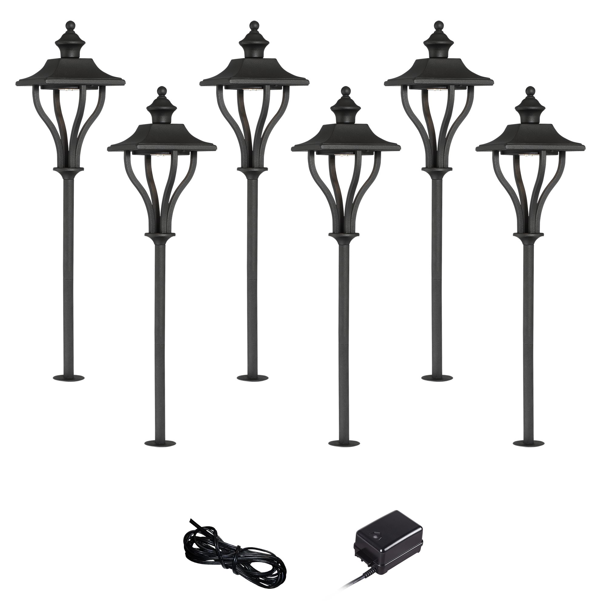 Union Textured Black 8-Piece LED Landscape Path Light Set
