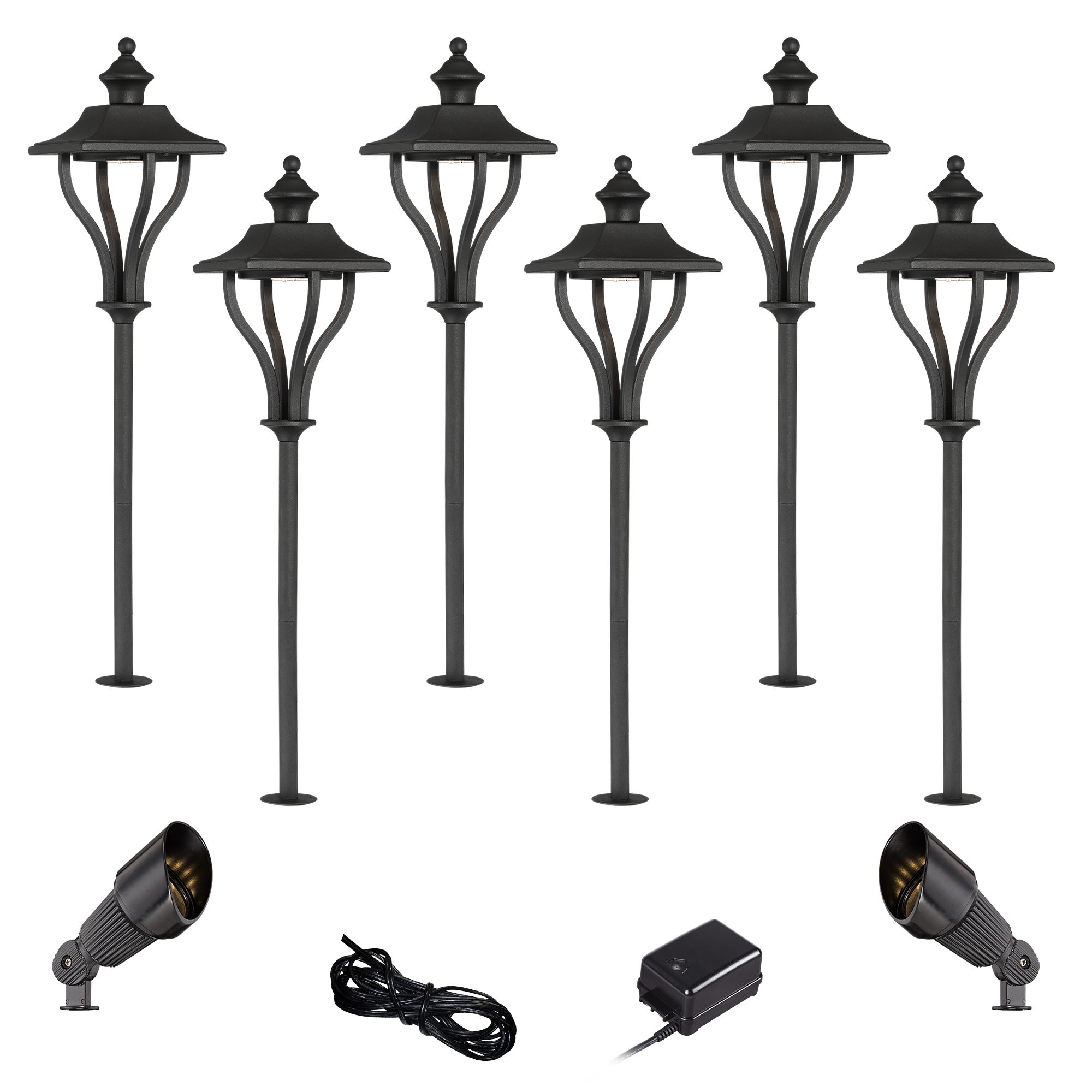 Union Textured Black 10-Piece LED Path and Spot Light Set