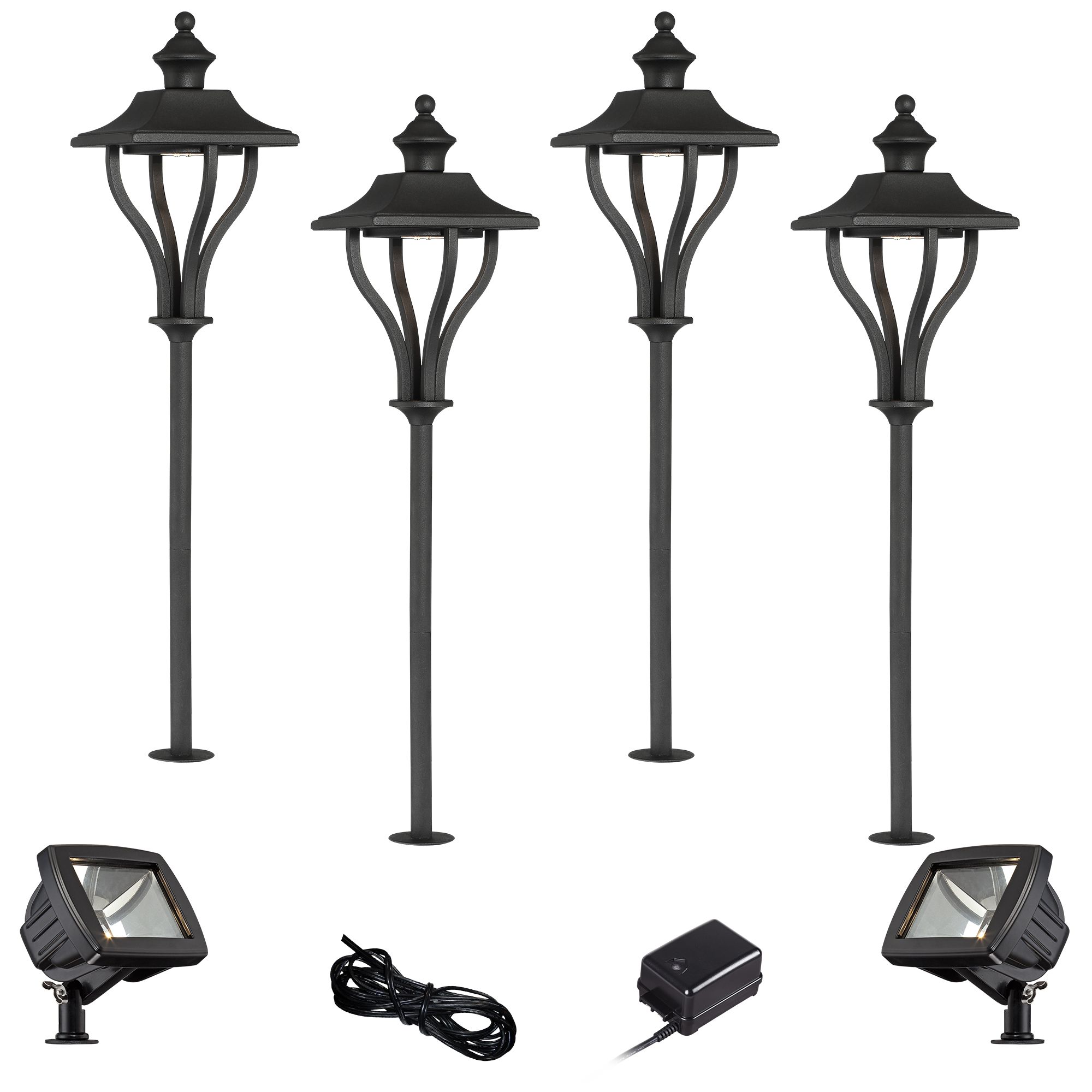 Union Textured Black 8-Piece LED Path and Flood Light Set