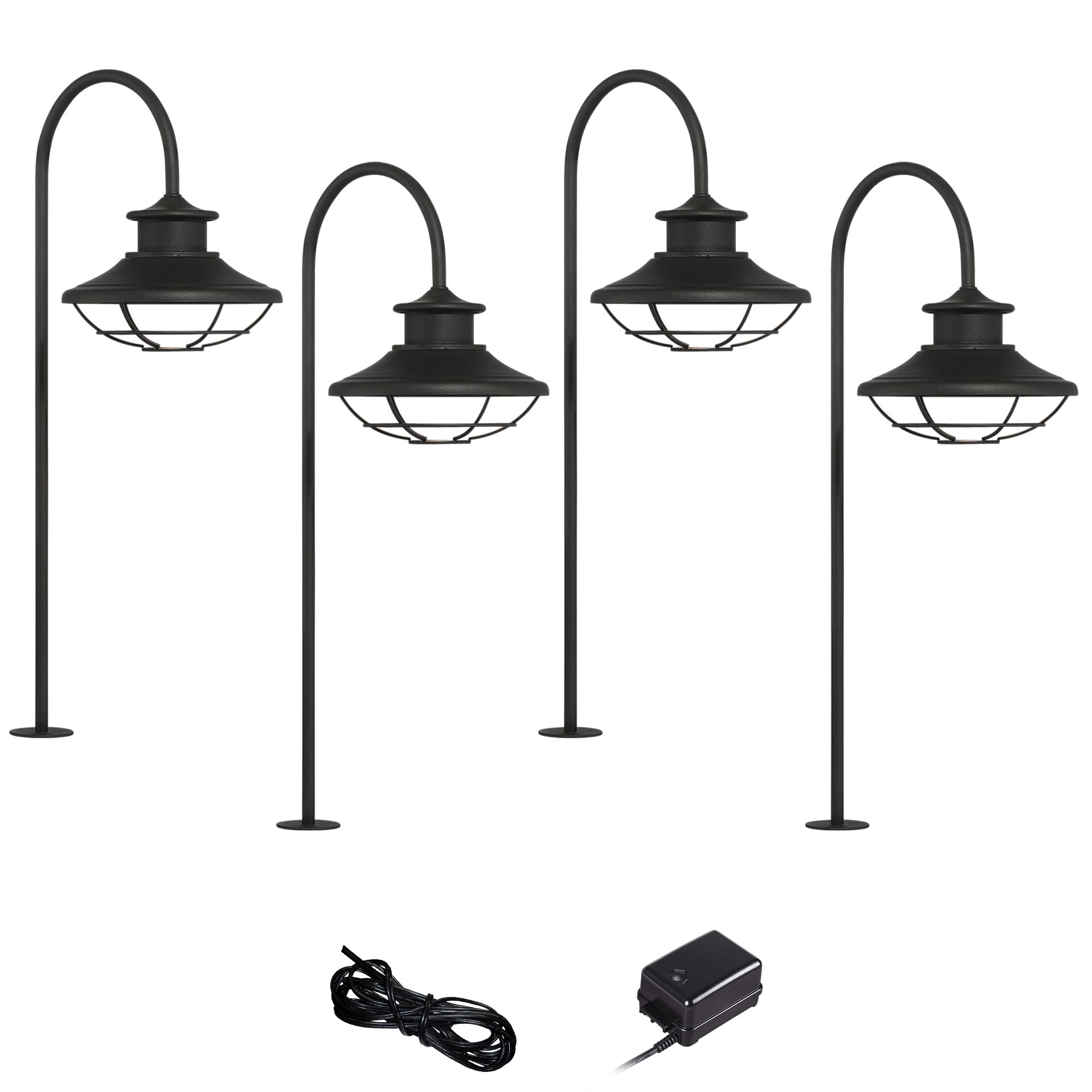Braden Textured Black 6-Piece LED Landscape Path Light Set