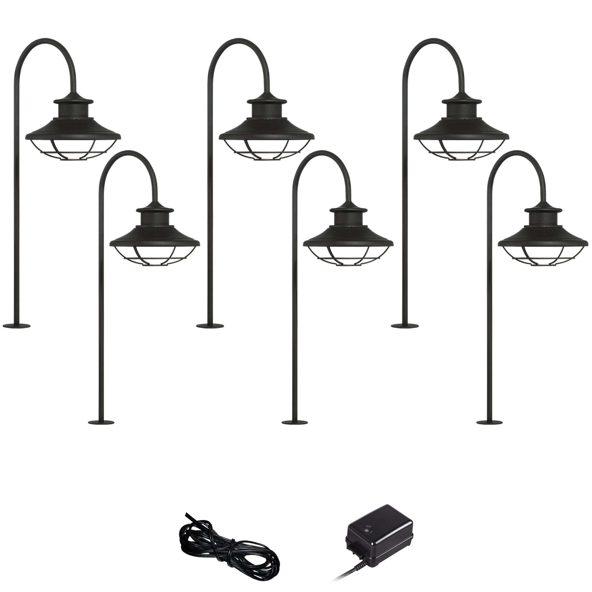 Braden Textured Black 8-Piece LED Landscape Path Light Set