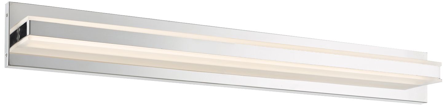 Fusion 36" Wide Chrome Metal Rectangular LED Bath Light 
