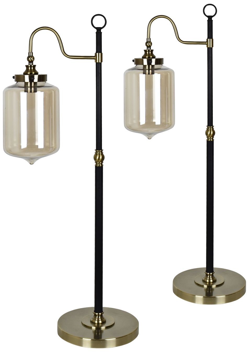 Brumbaugh Brass and Black Downbridge Desk Lamps Set of 2
