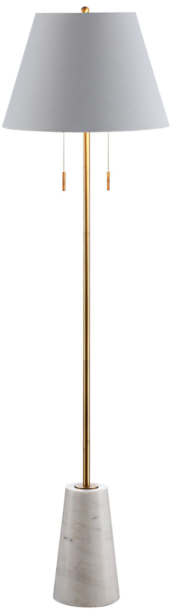 Jax White Marble and Honey Brass Pyramid Floor Lamp