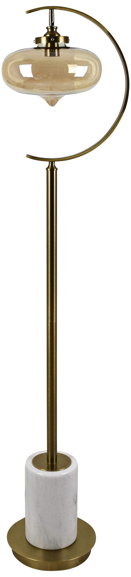Dempsey White Marble and Antique Brass Metal Floor Lamp