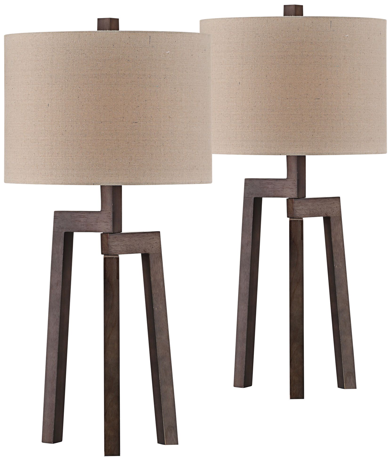 Crestview Collection Landry Wood Tripod Table Lamps Set of 2