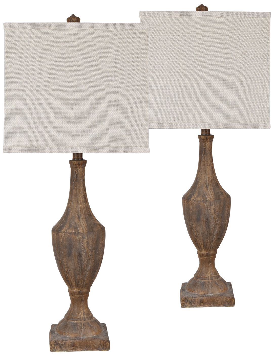 Rustic Finial Cast Iron Table Lamps Set of 2