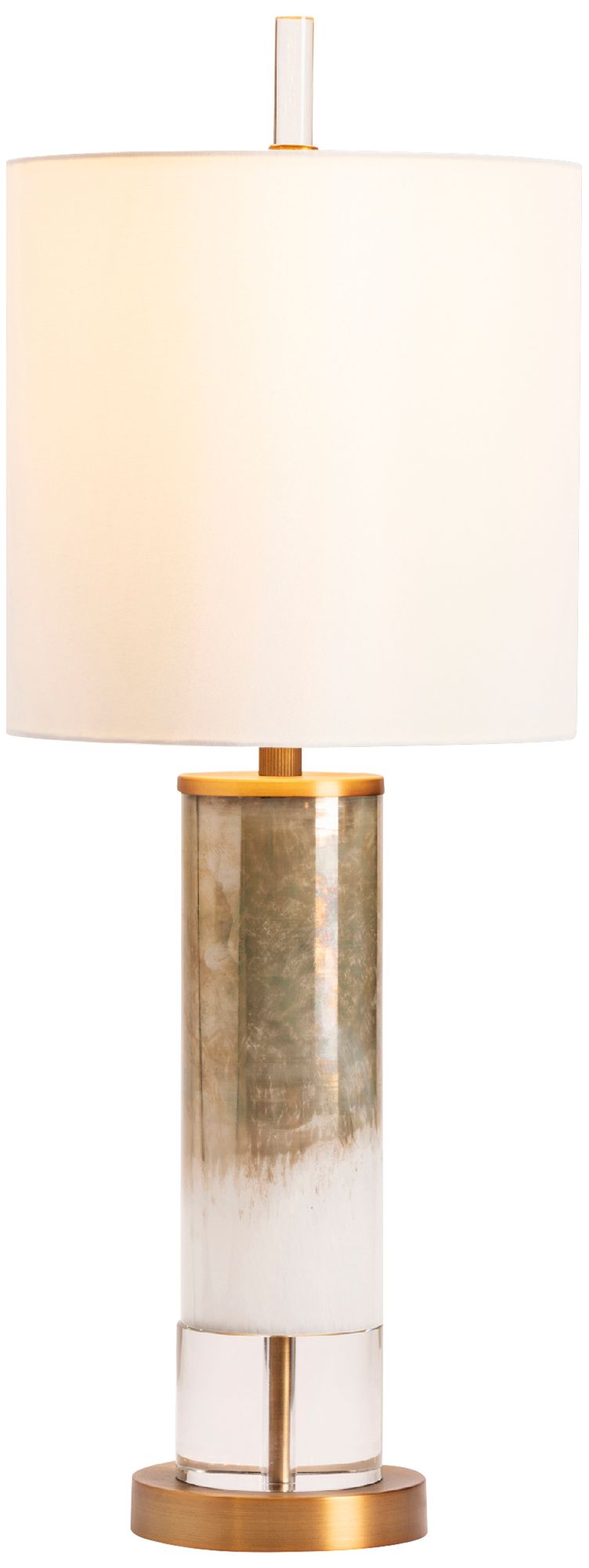 Wyatt Brown Glazy Glass and Crystal Table Lamp w/ Nightlight