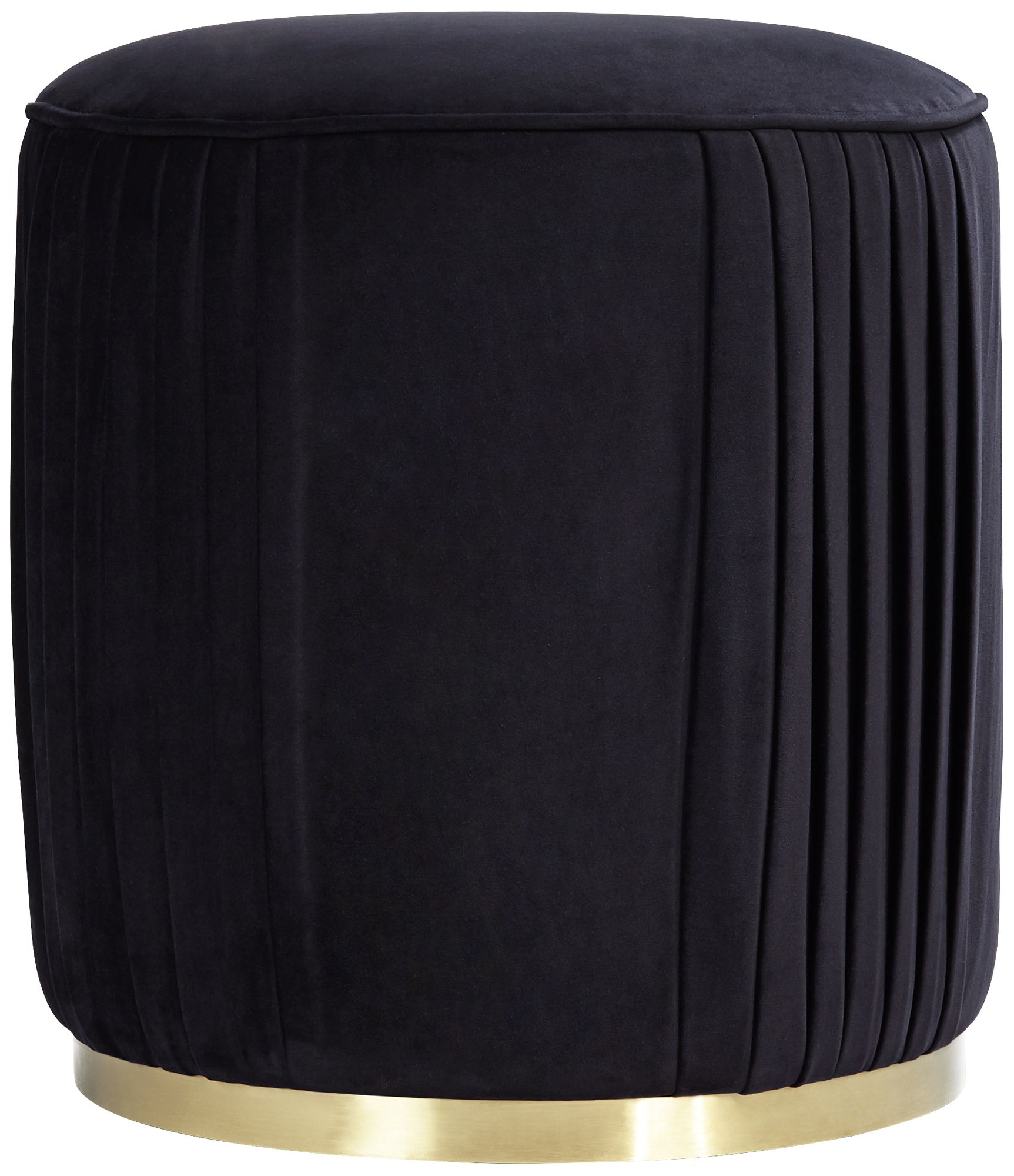 Odessa Round Black Ottoman with Gold Band 72R86 Lamps Plus
