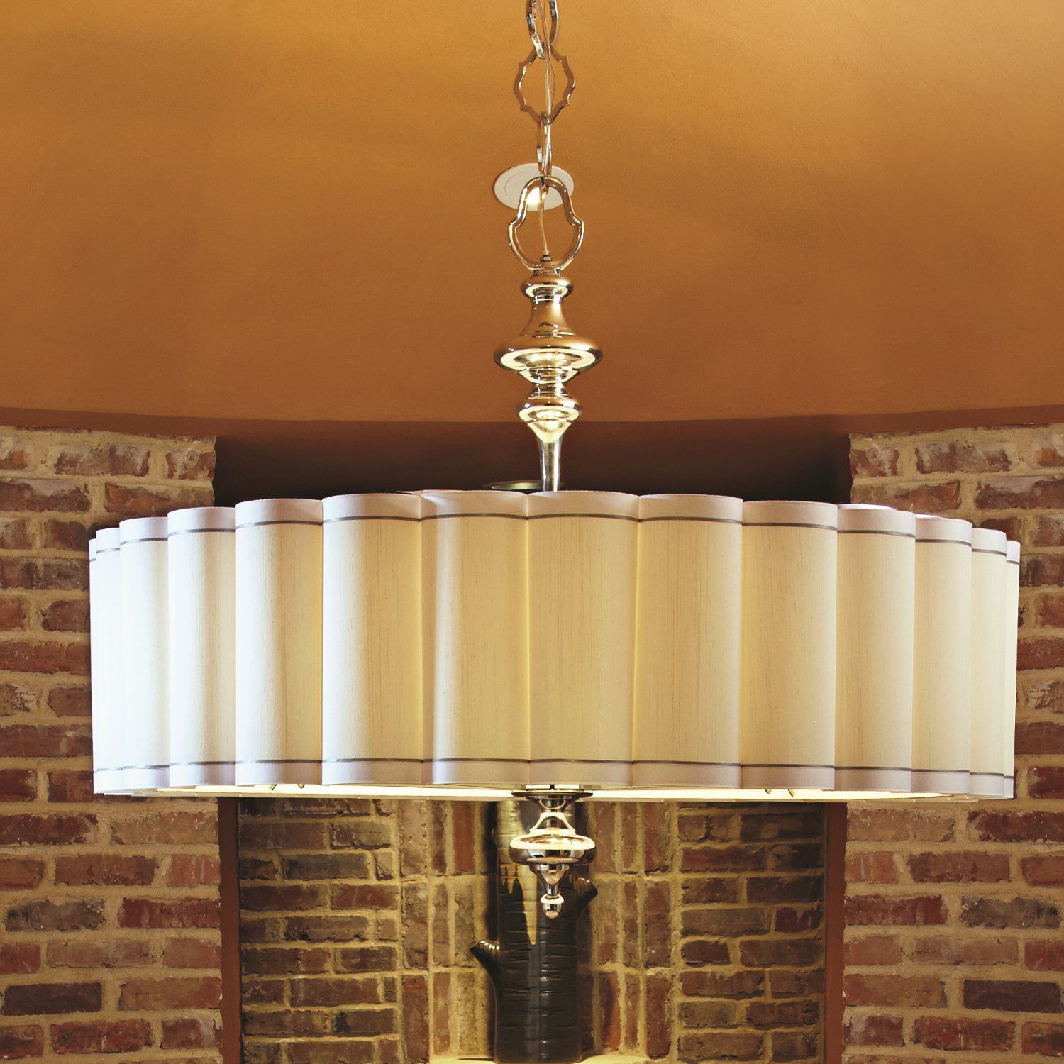 Global Views Enormous Fluted 46"W Nickel Drum Pendant Light
