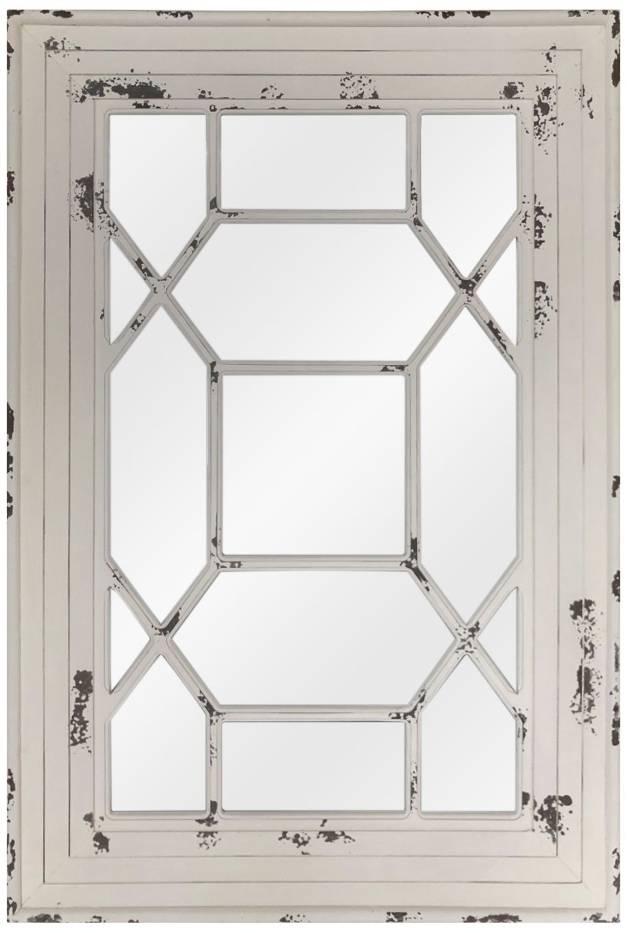 Ethan Distressed White Wood 31 1/2" x 47 1/4" Wall Mirror