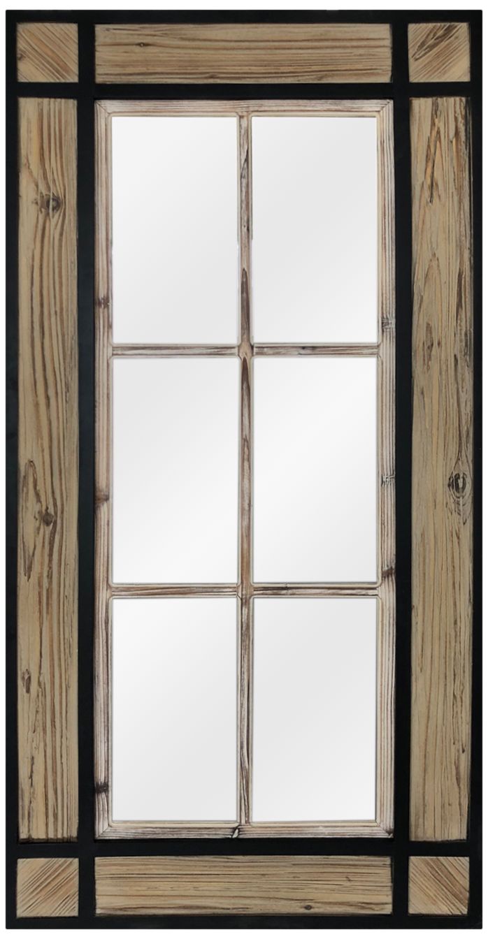 Jacob Natural and Black Wood 29" x 58 1/4" Wall Mirror
