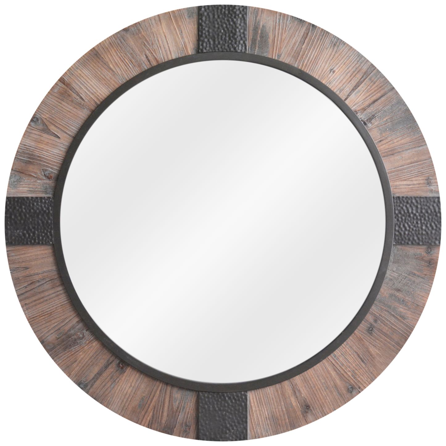 Rustic Reflection II Wood 39 1/2" Round Oversized Mirror