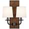 Lightfoot 16 1/2"H Patina Bronze with Ochre Leather Sconce