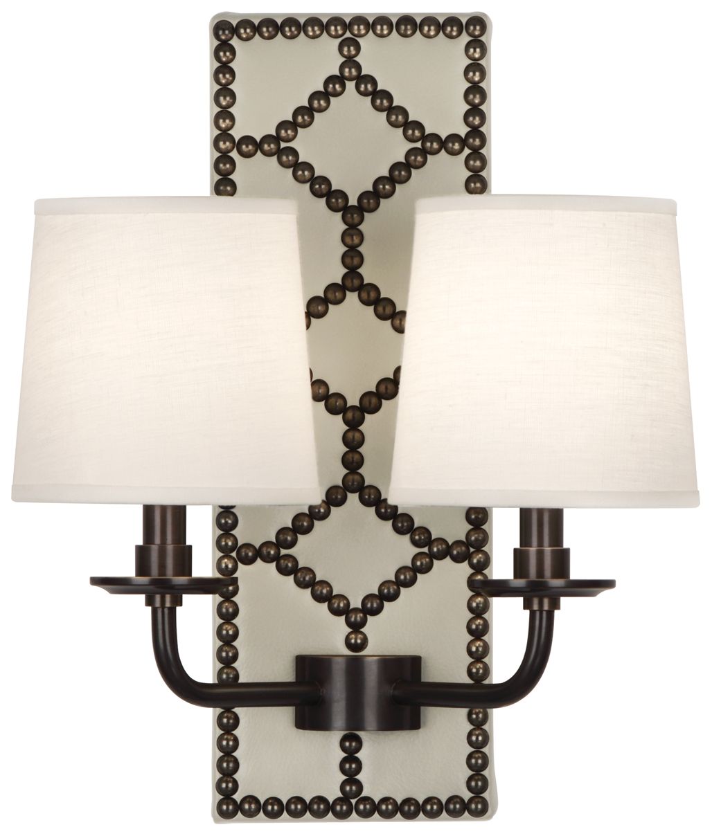 Lightfoot 16 1/2"H Patina Bronze with Bruton Leather Sconce