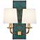 Lightfoot 16 1/2"H Aged Brass with Mayo Teal Leather Sconce