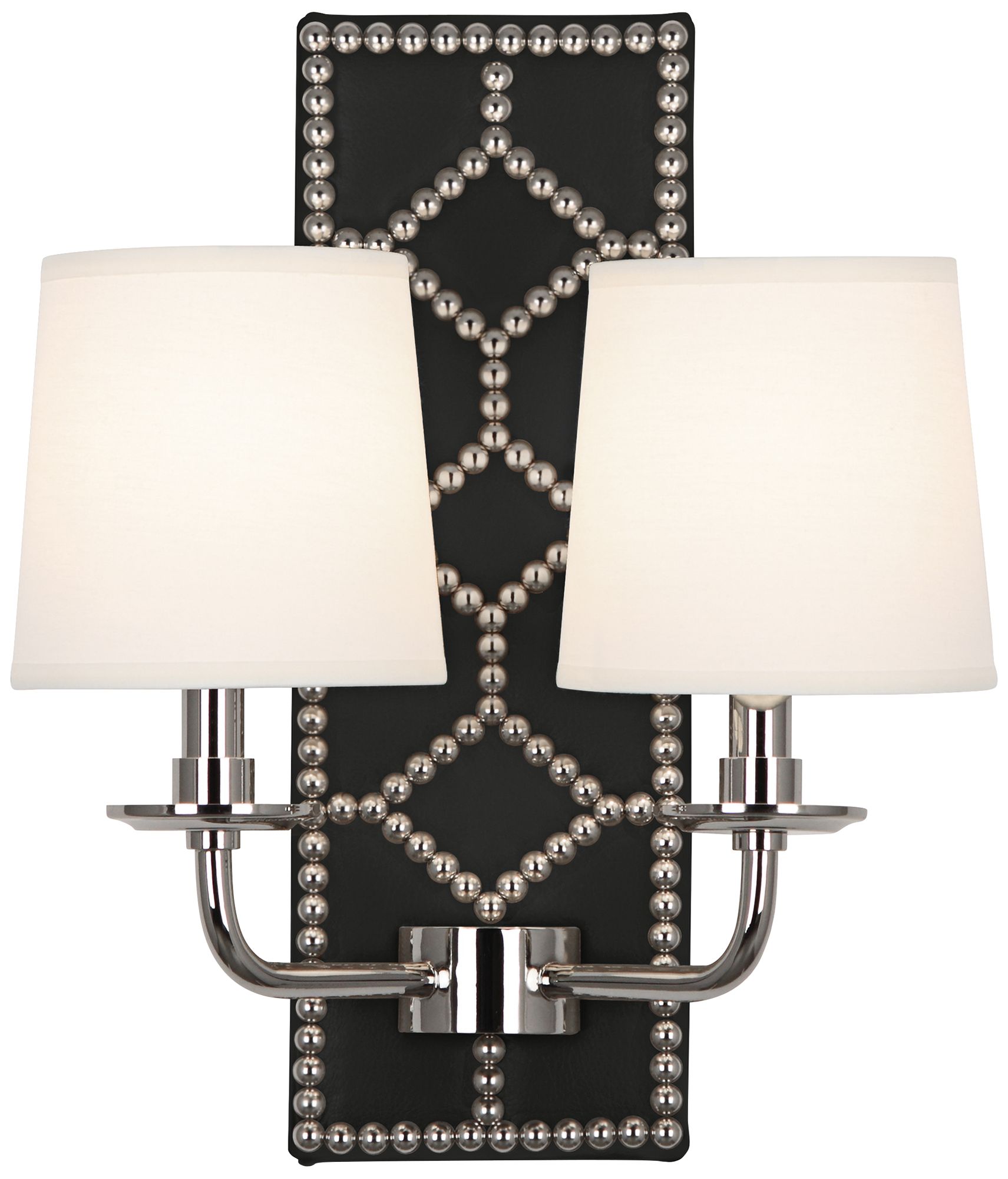Lightfoot 16 1/2"H Polished Nickel with Black Leather Sconce