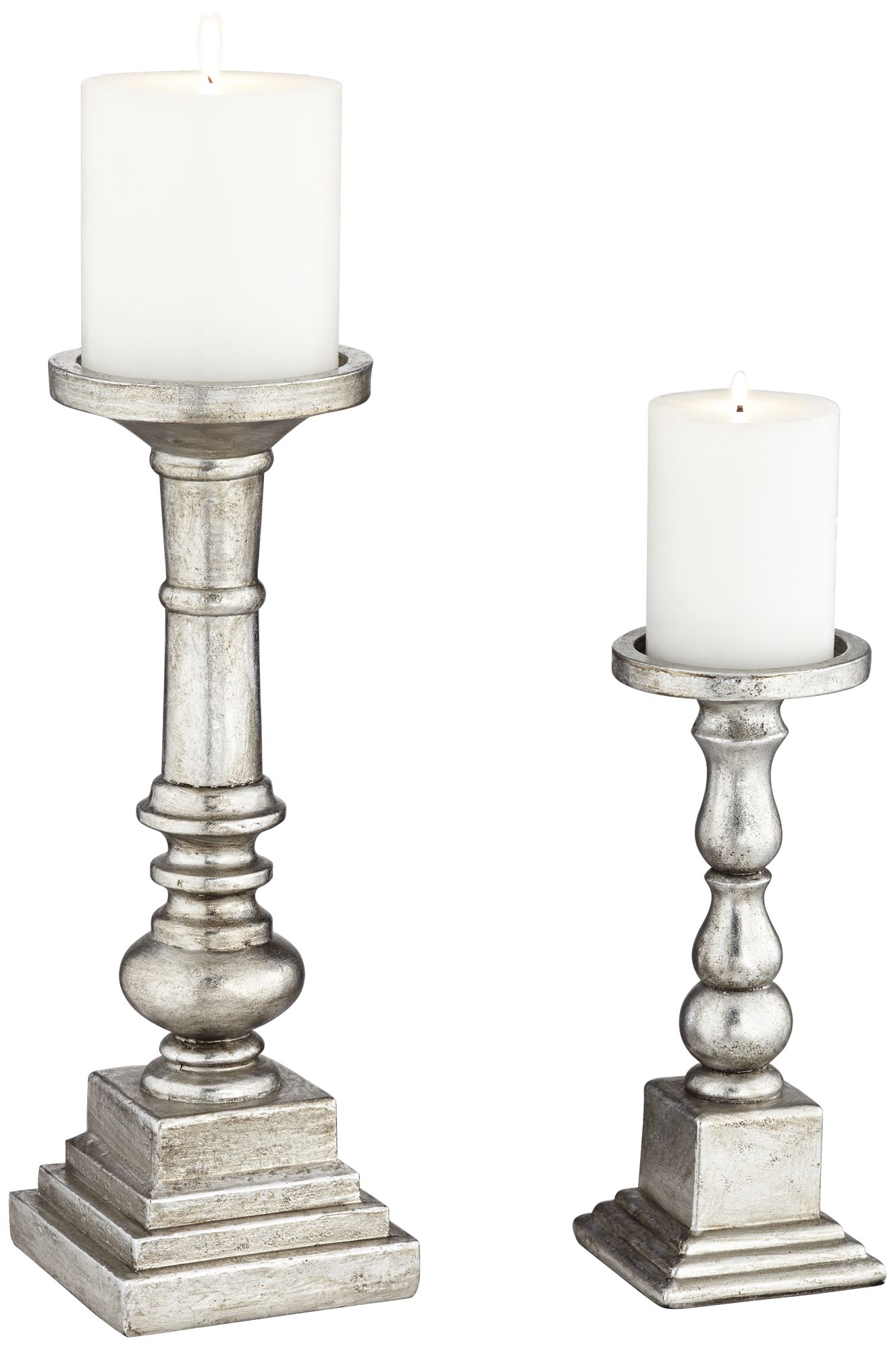 long silver candle holders