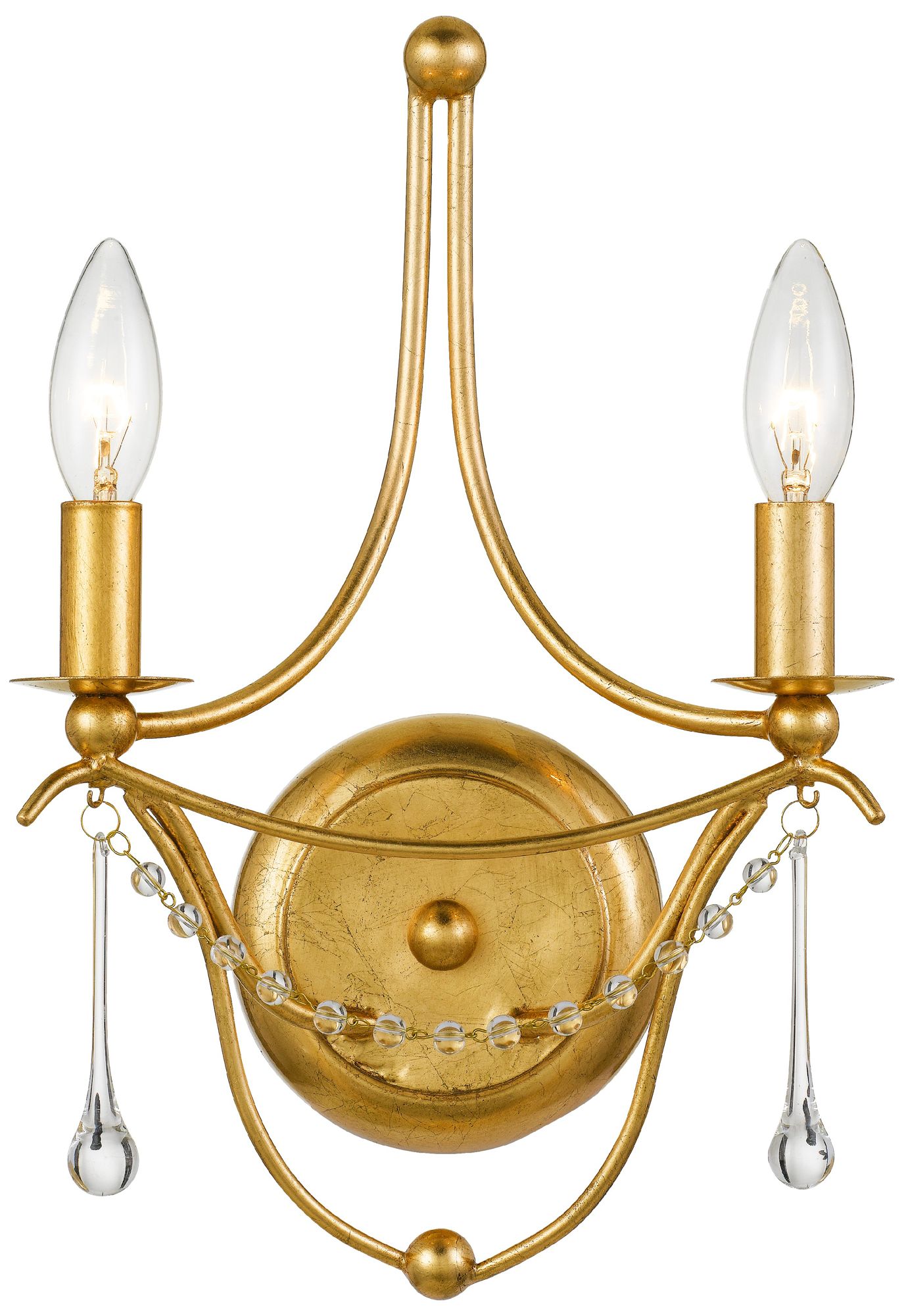 Crystorama Metro 14 1/2"H Antique Gold 2-Light Wall Sconce