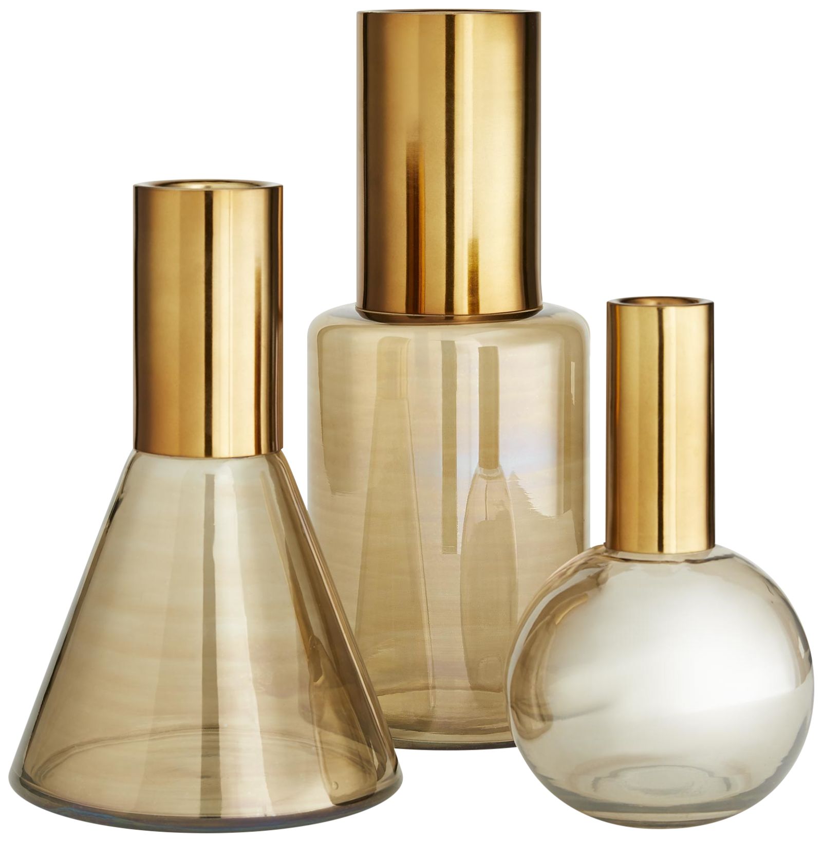 Arteriors Home Union Smoke Luster Glass Vases Set of 3