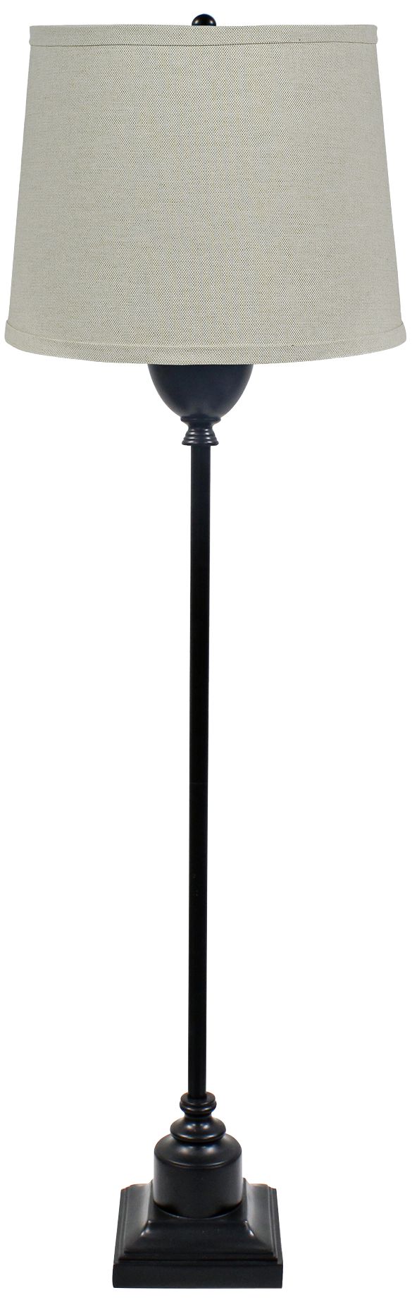 Newport Black Metal Floor Lamp with Laken Natural Shade