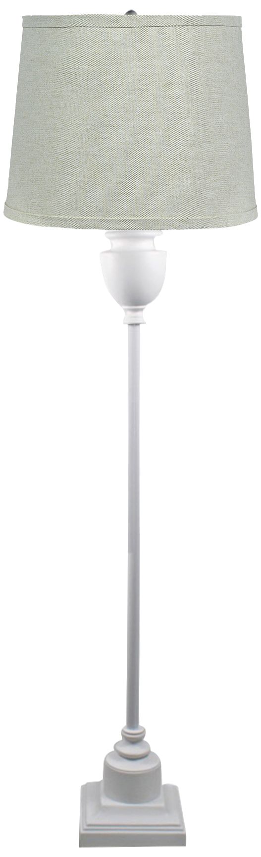 Newport White Metal Floor Lamp with Natural Flax Shade