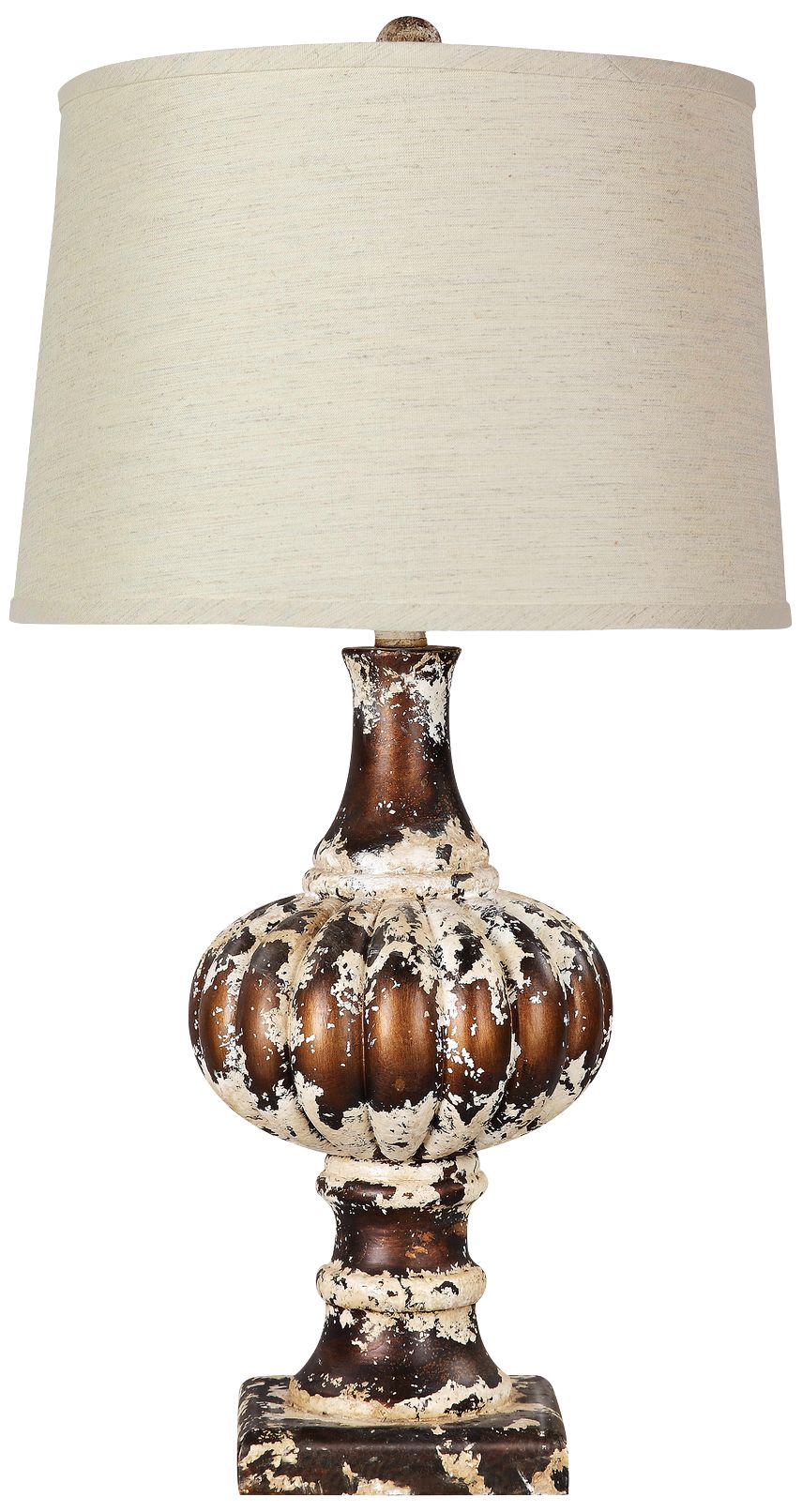 Parma Distressed Brown Table Lamp with Tussah Flax Shade