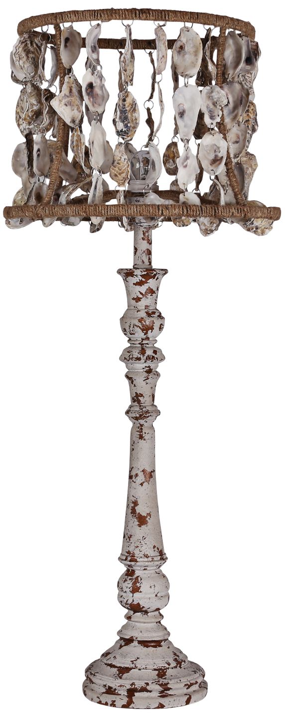 Dutchess Distressed Ivory Table Lamp with Shell Shade