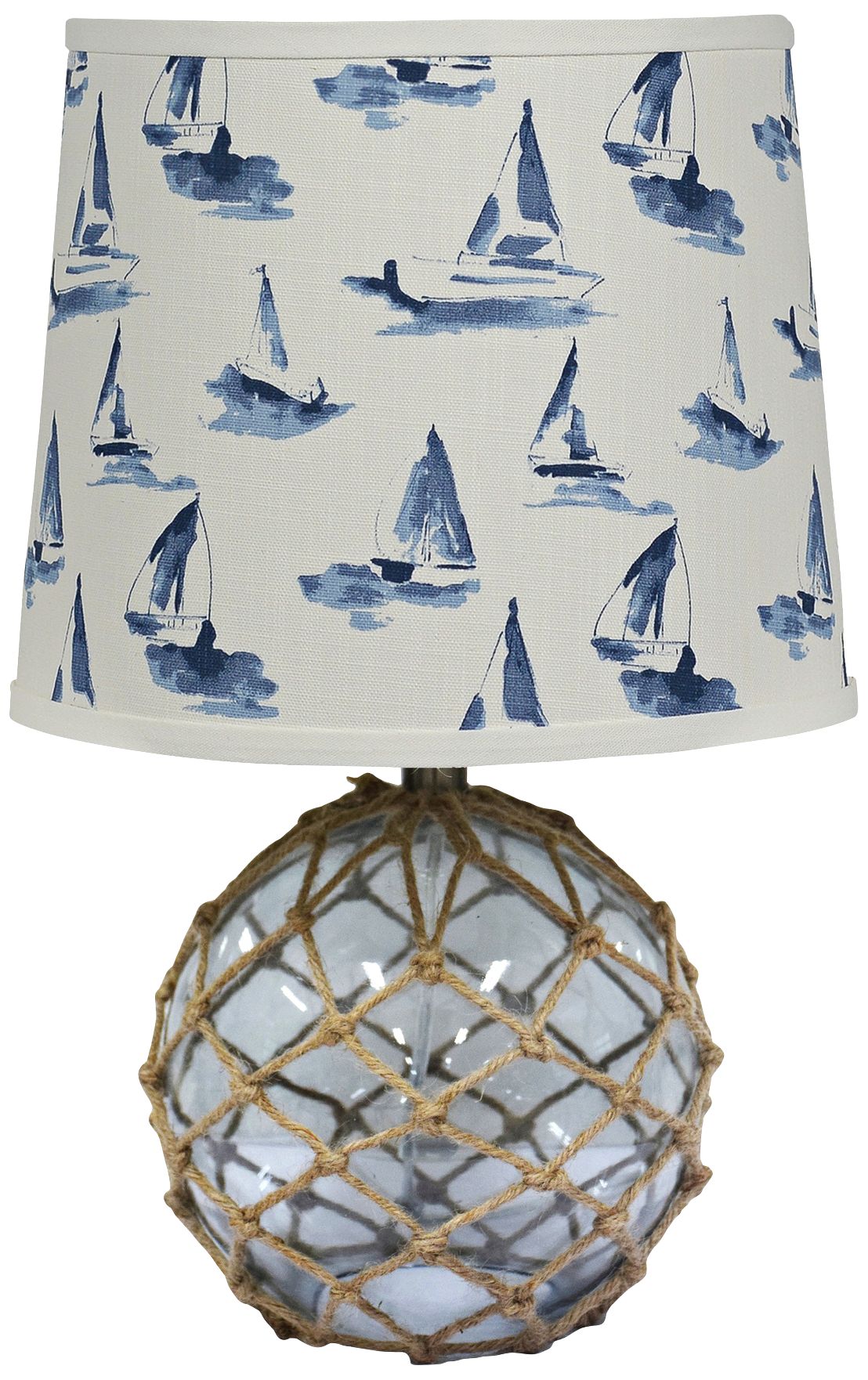 Fisherman's Friend Blue Accent Table Lamp with Small Boats