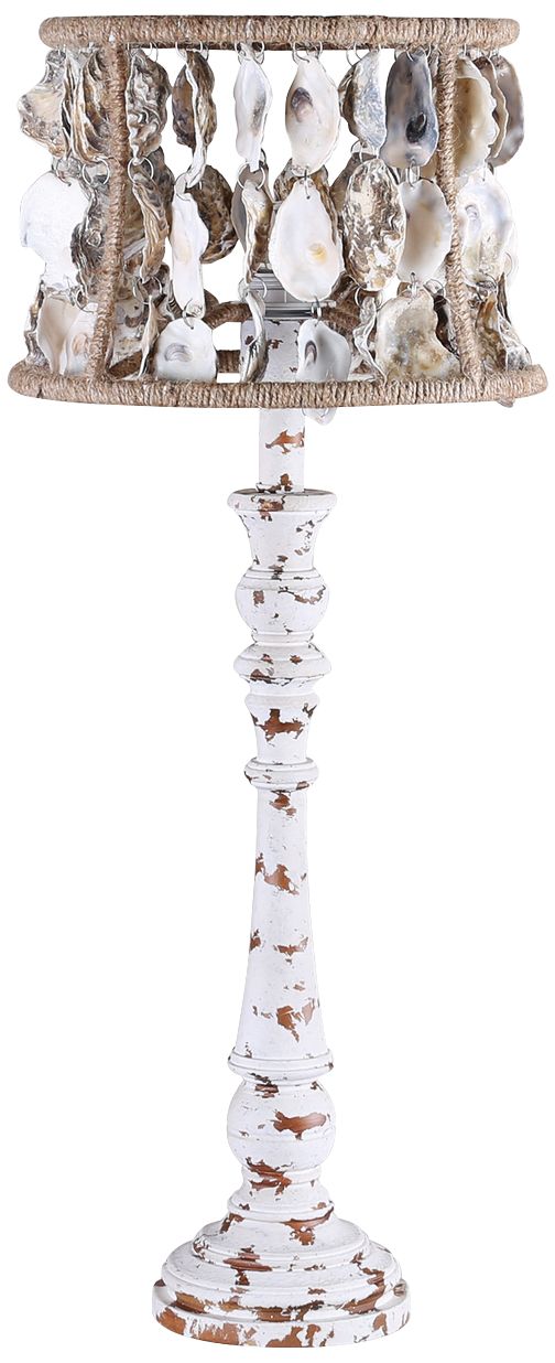 Largo Distressed Ivory Table Lamp with Shell Shade 72X97 Lamps Plus