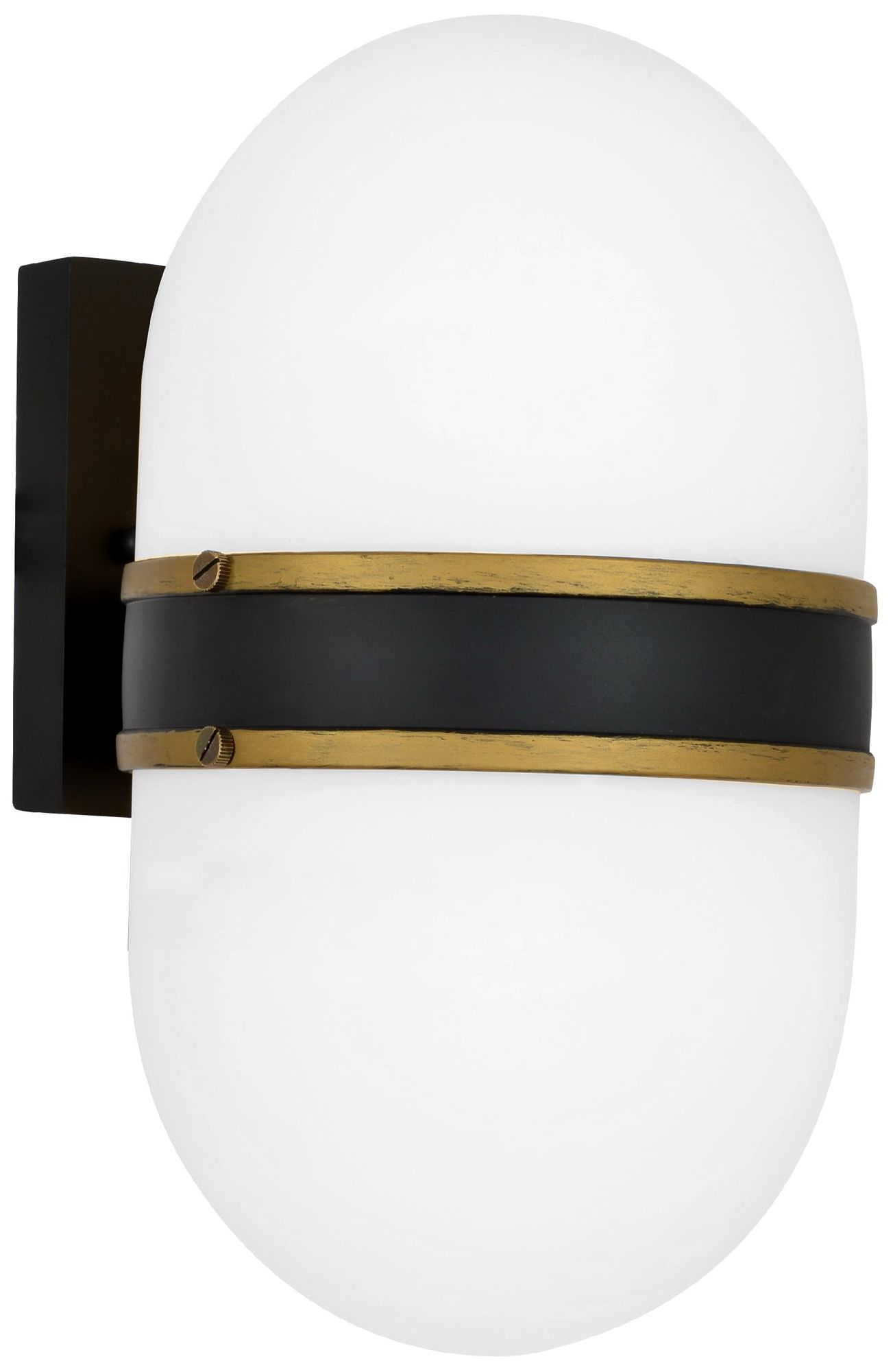 Capsule 10" High Matte Black and Gold Outdoor Wall Light
