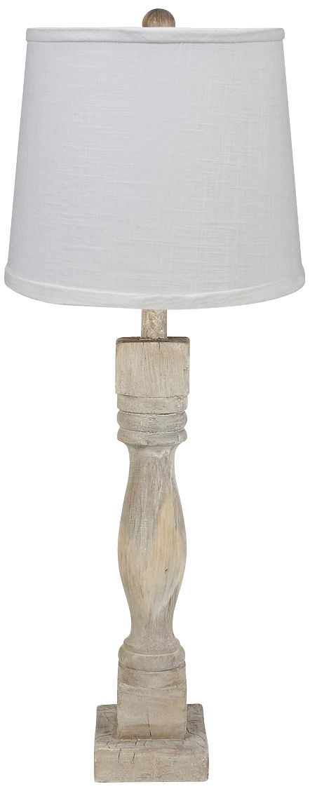 Gables Washed Wood Table Lamp With Ivory Linen Shade 72y43