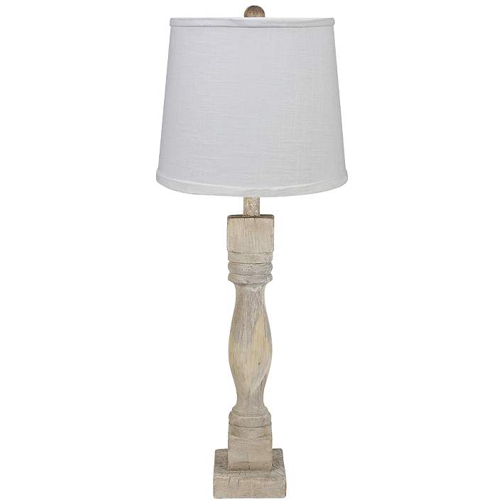 Gables Washed Wood Table Lamp With Ivory Linen Shade 72y43